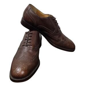 Florsheim Shoe Men's 9 D Brown Pebble Leather Long Wingtip Brogue Oxfords